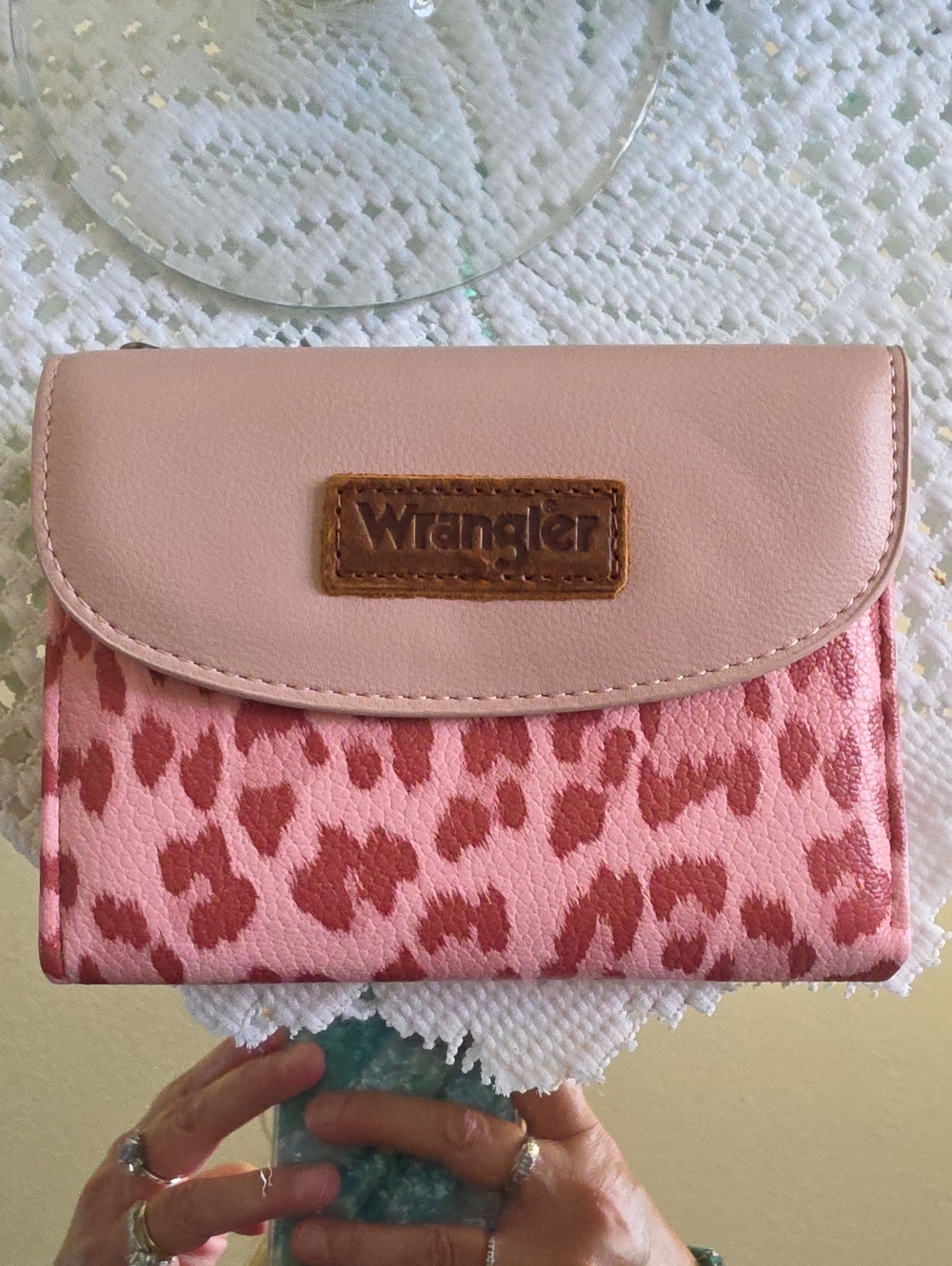 Wrangler Pink Leopard Print Wallet with Light Pink Flap